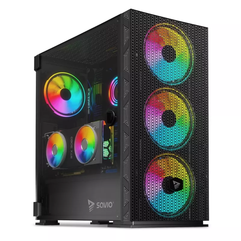 Κουτί υπολογιστή SAVIO Raptor X1 ARGB Γυαλί/Mesh Μαύρο