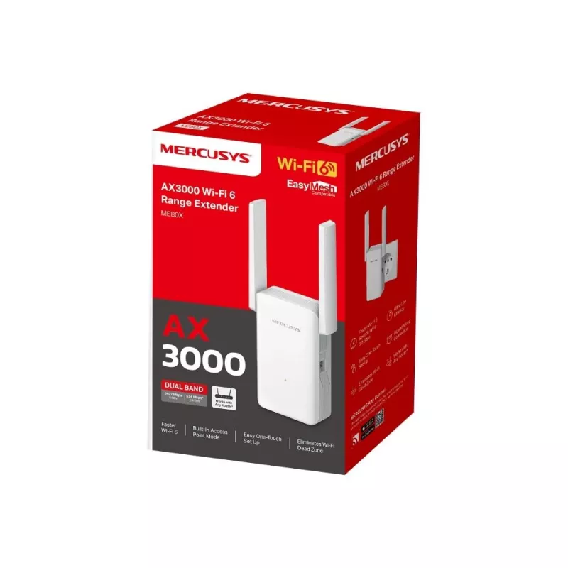 Mercusys ME80X Επεκτατής δικτύου, λευκό 100, 1000 Mbit/s