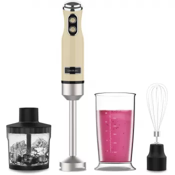 Μίξερ χειρός CECOTEC Power Mixer RetroGelb 1200MAX Cream&Crush, 1200 W, πολλαπλές ταχύτητες, γάντζοι ζύμης και χτυπητήρια