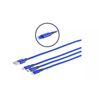 Καλώδιο Microconnect MC-USBA-3WAY USB USB 3.2 Gen 1 (3.1 Gen 1) 1,2 m USB C/Micro-USB B/Lightning μπλε