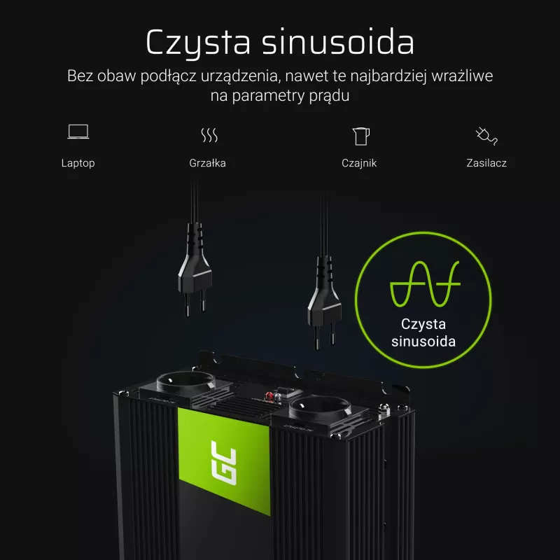 Green Cell INV11 μετατροπέας τάσης αυτοκινήτου 2000 W μαύρο