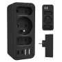 Πολύπριζο MACLEAN MCE248 F/B — 3 πρίζες AC (1x16A, 2x6A) και 4 θύρες USB (2xUSB‑A, 2xUSB‑C PD 20W), βύσμα EU, μαύρο