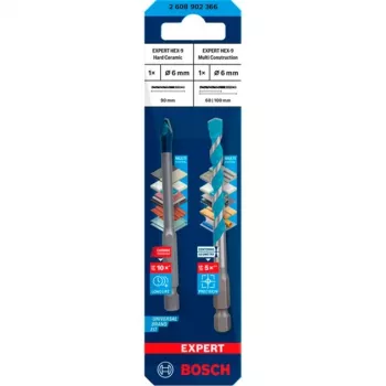 Σετ τρυπανιών Bosch Expert HEX-9 MultiConstruction 6 mm, 2 τεμ.