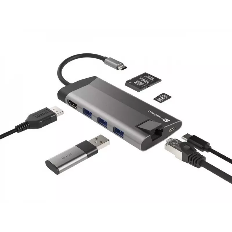 NATEC Fowler Plus USB Type-C μαύρο γκρι MicroSD SD hub