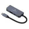 Gembird A-CM-COMBO3-02 προσαρμογέας πολλαπλών θυρών USB-C 3 σε 1, hub USB 3.2 Gen 1, HDMI 4K, USB-C PD 87 W, ασημί