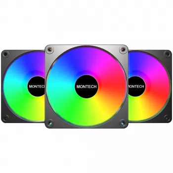 Montech GF120R V2 ARGB Μονάδα ανεμιστήρα κουτιού υπολογιστή 12 cm Μαύρο 3 τεμ.