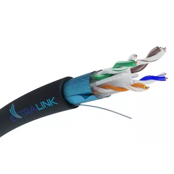 Καλώδιο δικτύου Extralink Twisted Pair CAT6 FTP (F/UTP) V2 Εξωτερικού χώρου 305 M Μαύρο