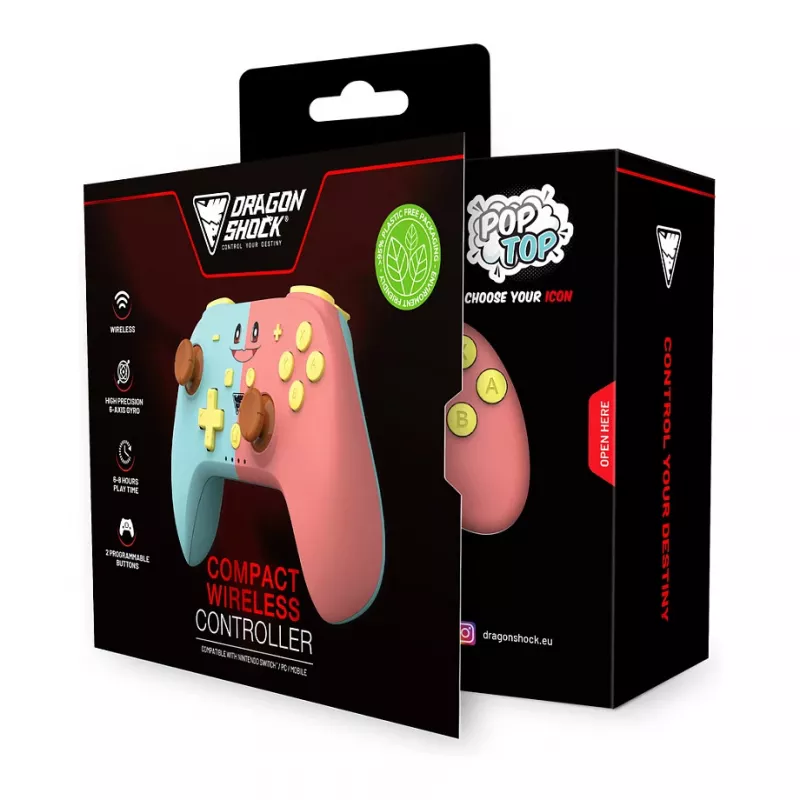 Dragonshock Controller Poptop Wireless Cubes ροζ blu switch