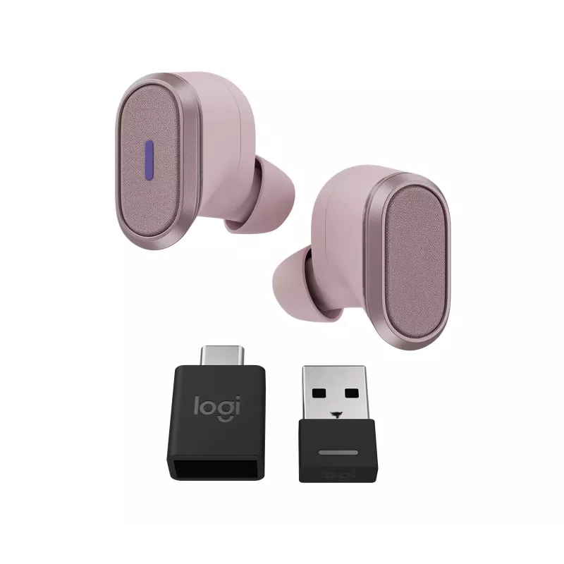 Logitech Zone True Wireless, Ακουστικά in-ear, ANC, Rosé, ροζ, In-Ear, Bluetooth, 985-001090