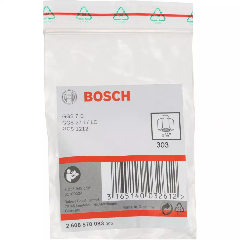 Υποδοχή σύσφιξης Bosch 2608570083 1/8 ίντσες με παξιμάδι σύσφιξης