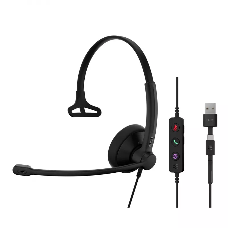 Headset EPOS IMPACT 100 MS Mono USB-C+A Ενσύρματο Ελαφρύ 51g