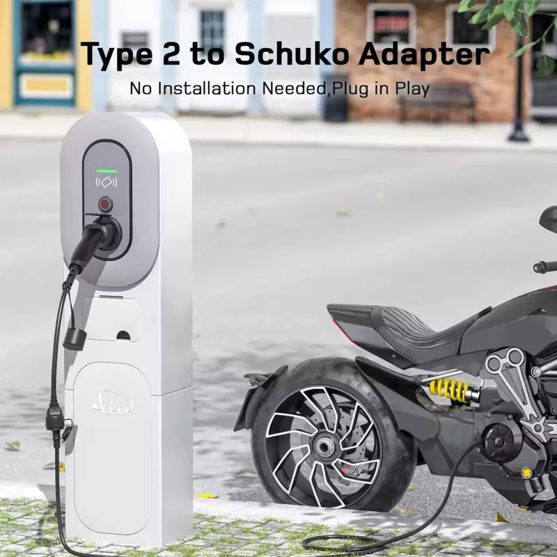 AKYGA AK-SC-E28 Καλώδιο προσαρμογέα Type-2 σε Schuko για φορτιστές EV 16A 0,3m Μαύρο