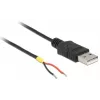 Delock Καλώδιο USB2.0 βύσμα Type-A > 2 x ανοιχτά άκρα καλωδίου - 1,5 m - μαύρο (85664)