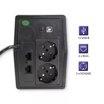 Qoltec Monolith UPS διπλής μετατροπής Online 0,65 kVA 360 W 2 πρίζες