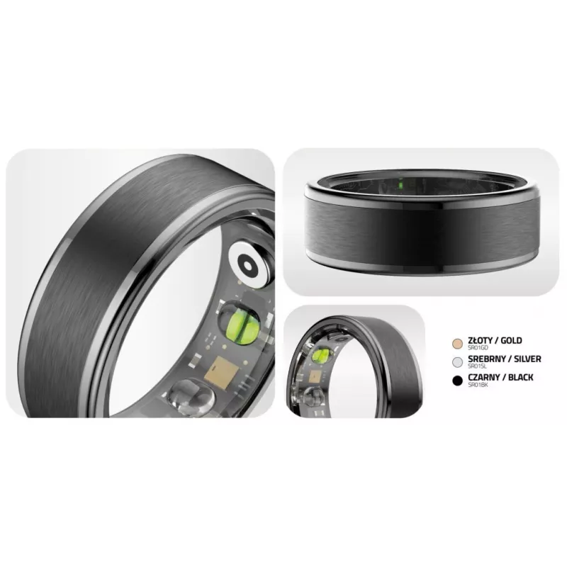 Έξυπνο δαχτυλίδι Manta SR01BK-57 Black, καρδιακός ρυθμός και οξυγόνο αίματος, IP68