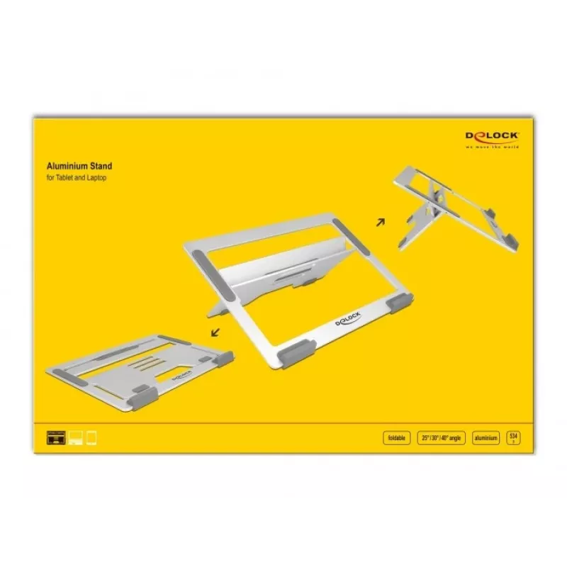 Βάση Laptop DeLOCK 18415 Αλουμίνιο Φορητό Σχέδιο Ταξιδιού