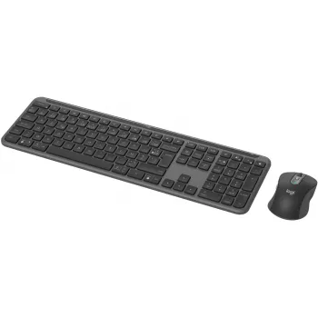Logitech Signature schlank Combo MK950 - Σετ πληκτρολογίου-ποντικιού - 100% - Πλήρες μέγεθος - Ασύρματο - Bluetooth 5,1 LE - AZERTY - Γαλλικό - Graphite (920-012485)