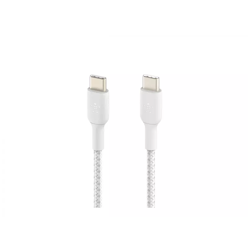 Καλώδιο πλεκτό USB-C σε USB-C 1m λευκό