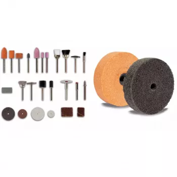Επιτραπέζιος τροχός λείανσης TC-XG 75 Kit (Κόκκινο/Μαύρο, 150 Watt, εκτενές σετ αξεσουάρ για εργασίες στίλβωσης και λείανσης)