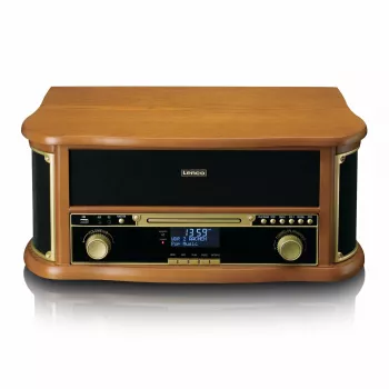 Lenco TCD-2571WD πικάπ με κασετόφωνο, DAB+, FM, Bluetooth, USB, 10 W, ξύλο