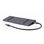 Laptop Dock Gembird A-CM-COMBO9-02 USB 3.2 Gen 1 Type-C, HDMI, VGA, 3×USB-A, Gigabit Ethernet, 87W PD, Γκρι