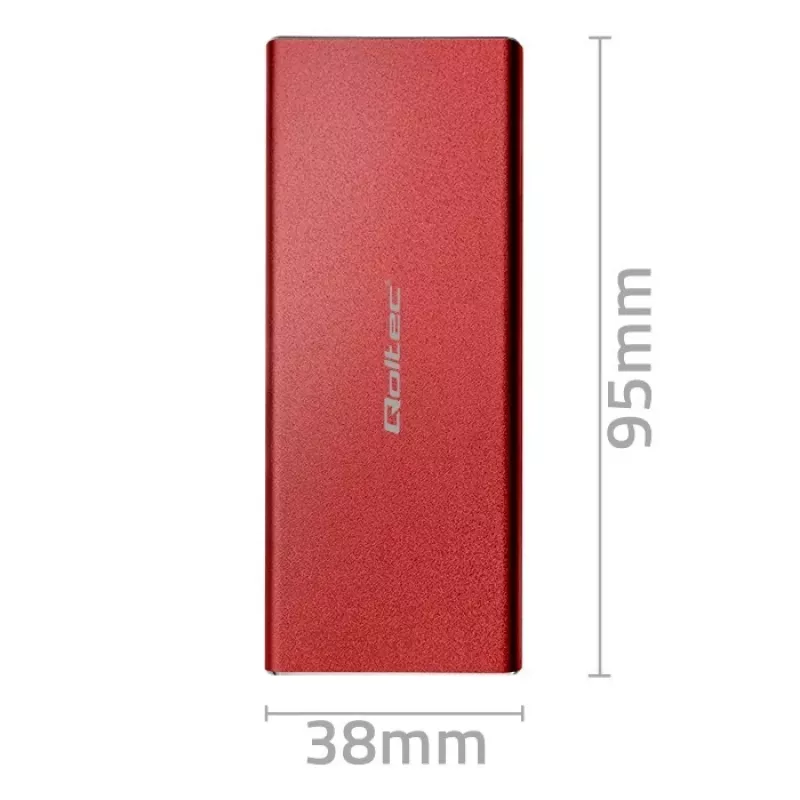 Θήκη SSD QOLTEC 51831 USB 3.0 για δίσκους M.2 SATA έως 2 TB, κόκκινη, υποστηρίζει μήκος 30 mm, έως 4 δίσκους