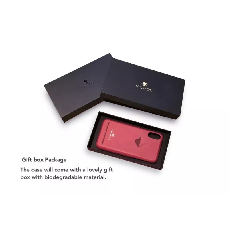 Θήκη πλάτης με υποδοχή καρτών VixFox για iPhone XSMAX ruby red – προστατευτική θήκη με ενσωματωμένη θήκη καρτών