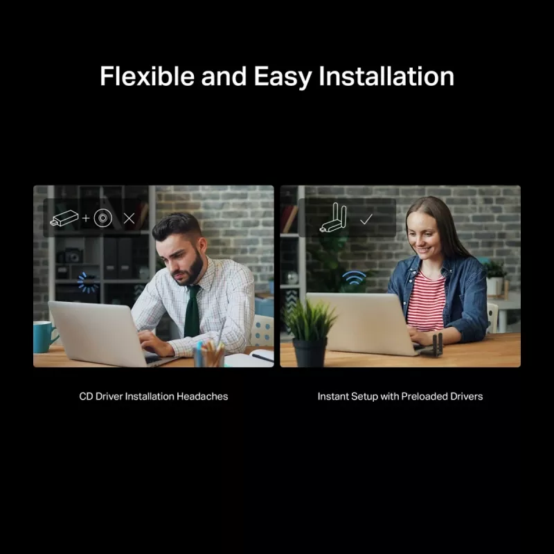 Ασύρματος προσαρμογέας USB MERCUSYS MA37BEH — High-Gain Wi-Fi 7 (BE6500) συμβατότητα USB-C/USB-A