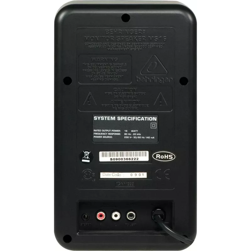 Behringer MS16 Ηχεία 2 δρόμων Μαύρο Ενσύρματο 16 W