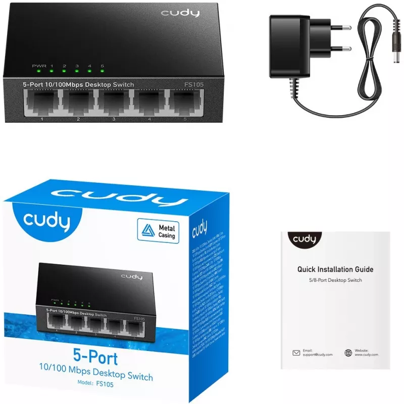 Μη διαχειριζόμενος διακόπτης Cudy FS105 5 θυρών Fast Ethernet 10/100 μαύρο