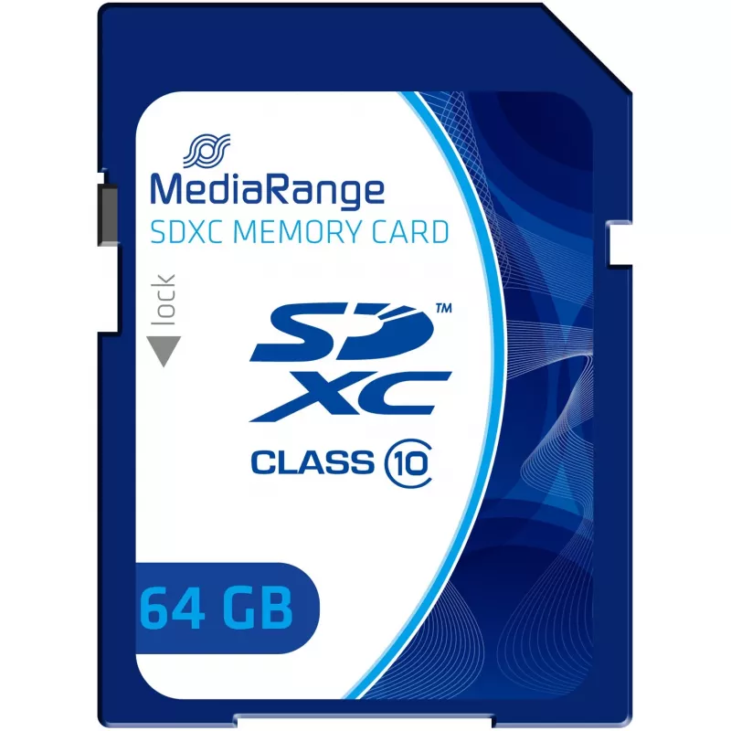 MediaRange - Κάρτα flash μνήμης - 64GB - Class 10 - SDXC - Μπλε (MR965)