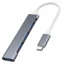 USB hub VAKOSS TC-4125X — 1× USB 3.0 Type-A, 3× USB 2.0 Type-A, Host: USB Type-C, ασημί
