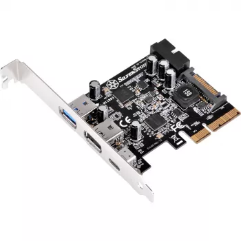 SilverStone ECU05 - Προσαρμογέας USB - PCIe 2.0 x2 Low Profile - USB 3.1 Type C x 1 + USB3.0 x 2 + USB3.0 (εσωτερικό) x 2 (SST-ECU05)