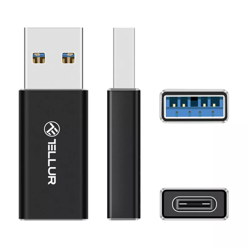 Αντάπτορας USB-A σε USB-C Tellur TLL155681 — συμβατότητα USB 3.0, μεταφορά δεδομένων έως 5 Gbit/s
