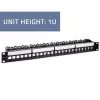 Qoltec 54516 patch panel για rack 19 ιντσών, 24 θύρες, 1U, UTP, μαύρο