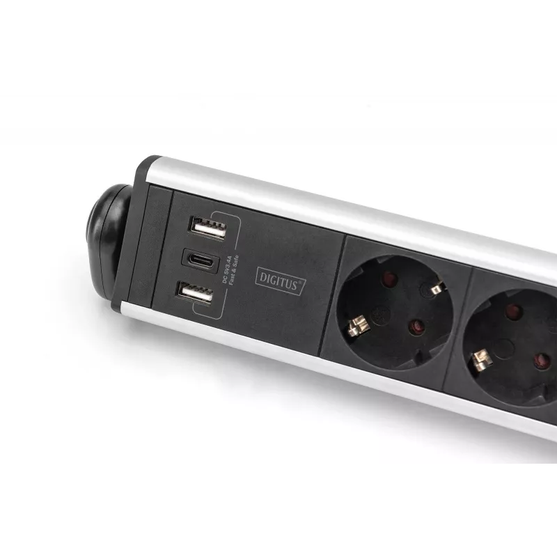 Digitus Πολύπριζο γραφείου 6 θέσεων με 3x υποδοχές USB 1,5 m καλώδιο