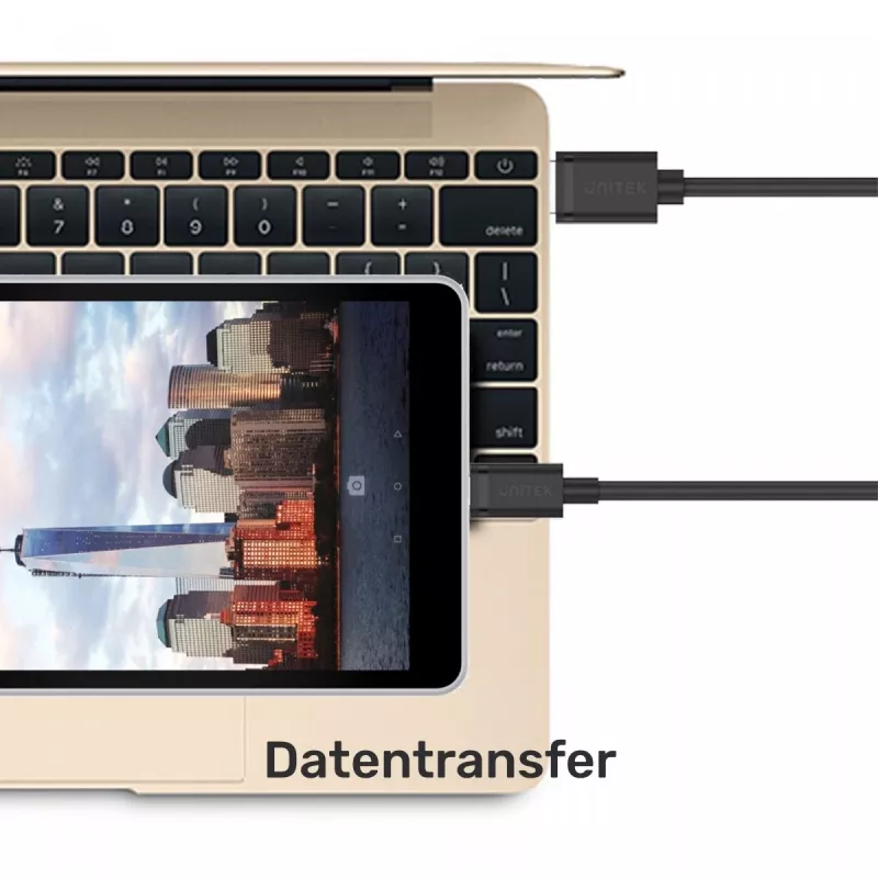 Καλώδιο USB-A σε USB-C Unitek C14068BK, 2 m, USB 2.0, μαύρο, βύσμα-βύσμα
