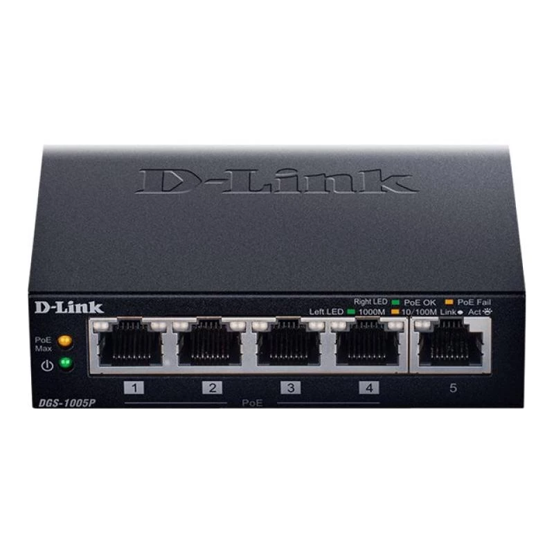 D-Link DGS-1005P/E Διακόπτης δικτύου Unmanaged Gigabit Ethernet (10/100/1000) Power over Ethernet (PoE) Μαύρο