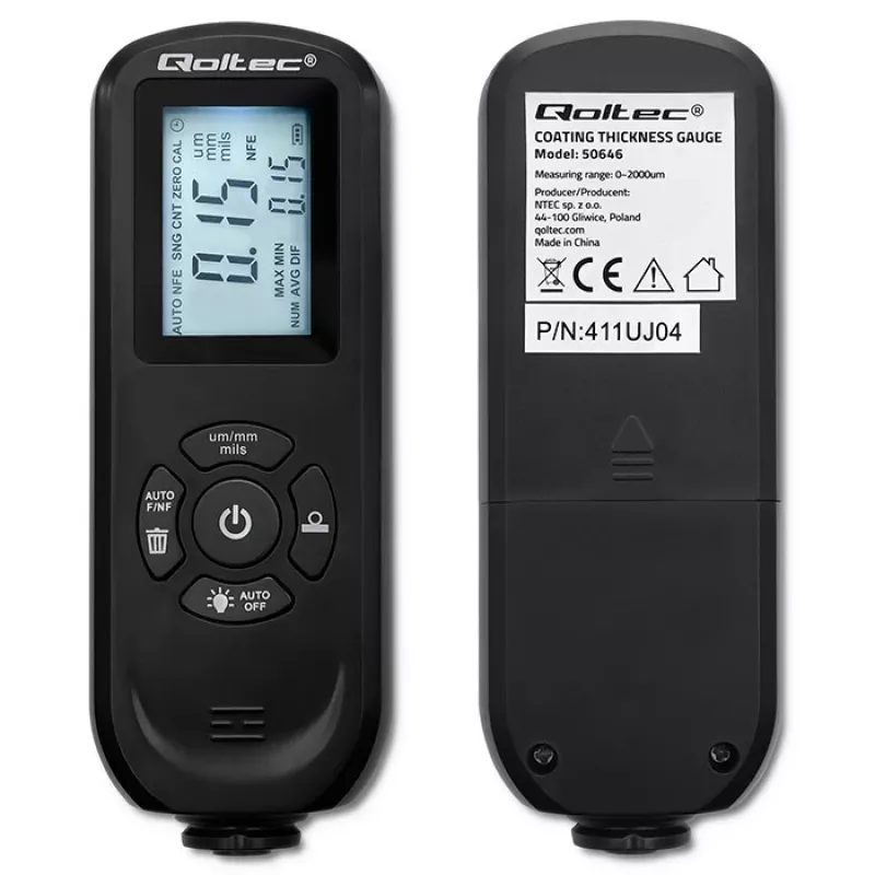 Μετρητής πάχους επιστρώσεων QOLTEC 50646 LCD 0–2000 µm