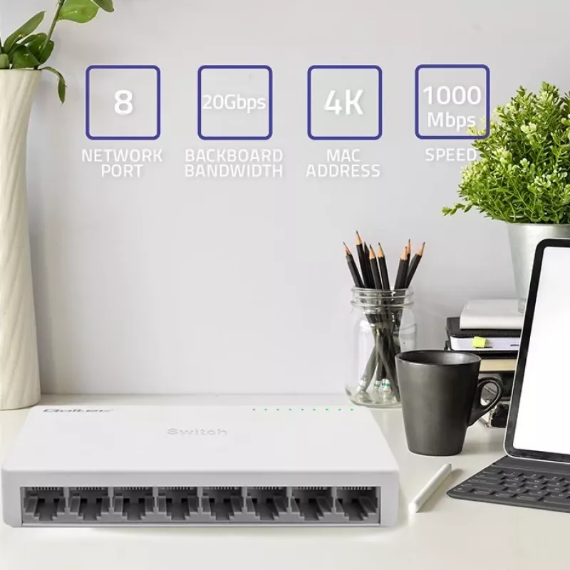 Δικτυακός διακόπτης Qoltec 8x θύρες RJ45 1000Mbps LAN