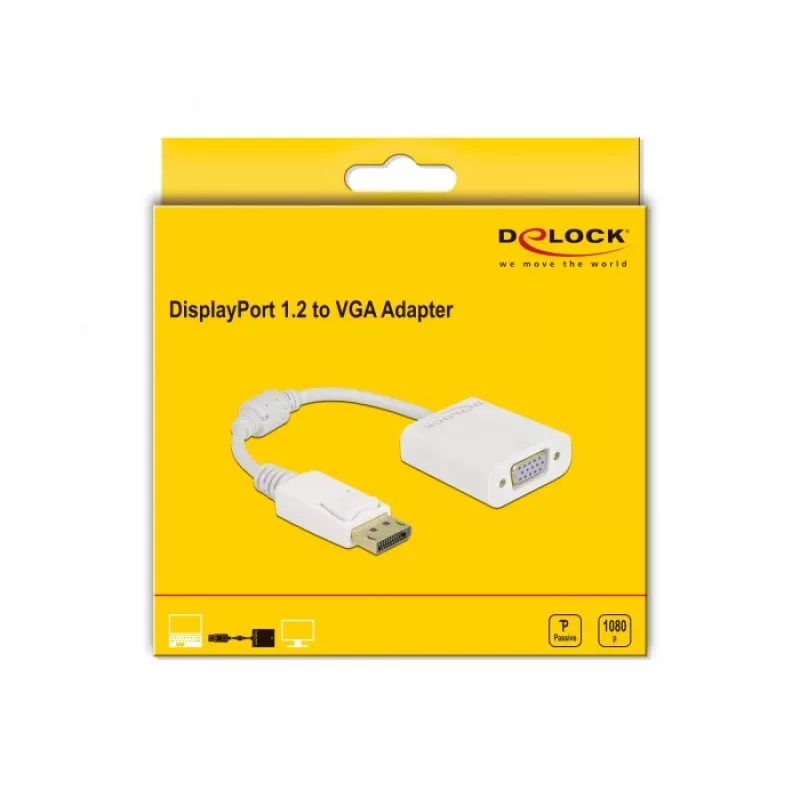 Προσαρμογέας DisplayPort 1.2 αρσενικό σε VGA θηλυκό DeLOCK 61007