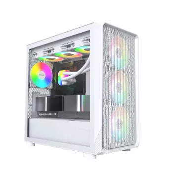 Κουτί PC Montech X5M (W) Micro Tower, Λευκό — Micro-ATX/Mini-ITX, υποστηρίζει τροφοδοτικά ATX, 3x120 mm μπροστά, 1x120 mm πίσω, 2x Θήκες 3,5 ιντσών, 4x Θήκες 2,5 ιντσών