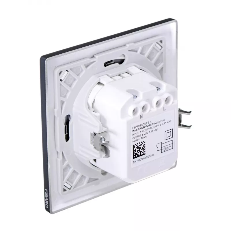 Fibaro FGWU-021-8 Πρίζα 2x USB Μαύρο