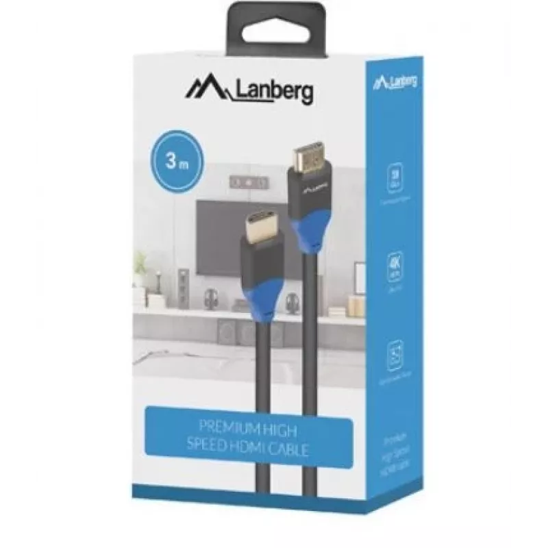 Καλώδιο HDMI Lanberg CA-HDMI-15CU-0030-BK 3m HDMI Type A αρσενικό 18 Gbit/s