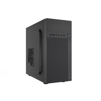 Κουτί PC NATEC Helix Mini Tower μαύρο — microATX/Mini-ITX, 3×3,5 ίντσες + 5×2,5 ίντσες, GPU 33 cm, θύρες USB-C/USB-A