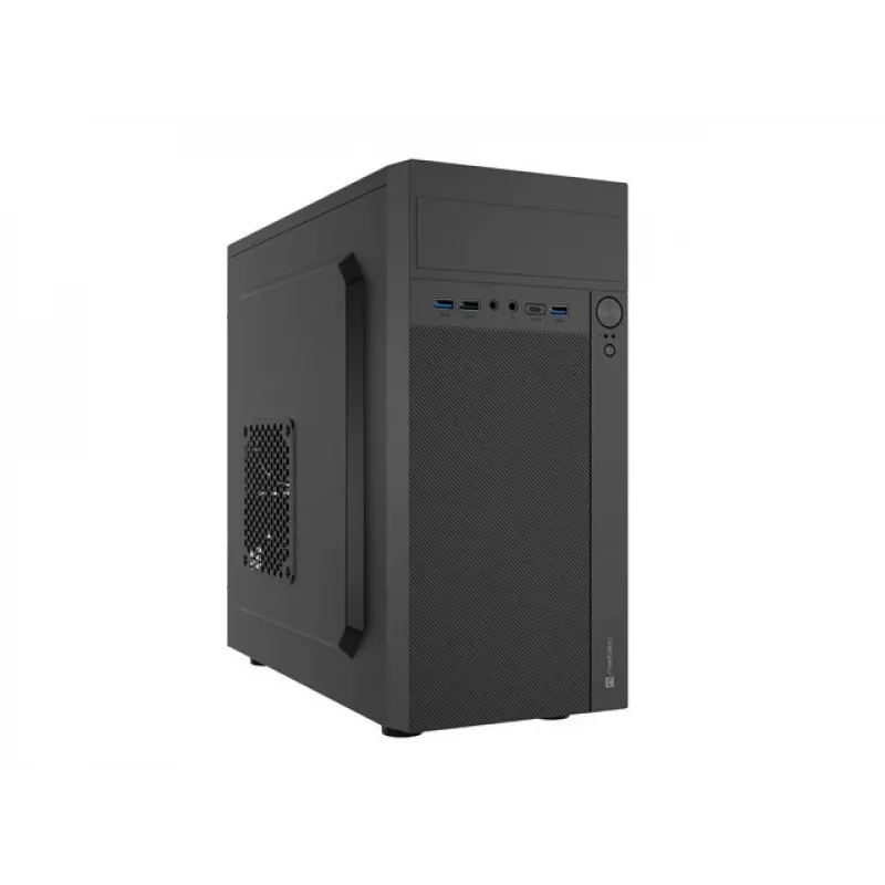 Κουτί PC NATEC Helix Mini Tower μαύρο — microATX/Mini-ITX, 3×3,5 ίντσες + 5×2,5 ίντσες, GPU 33 cm, θύρες USB-C/USB-A