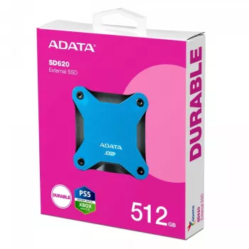 Εξωτερικός SSD ADATA SD620 512 GB, USB 3.2 Gen 2 Micro-USB B, μπλε, θήκη σιλικόνης, ανθεκτικός σε κρούσεις