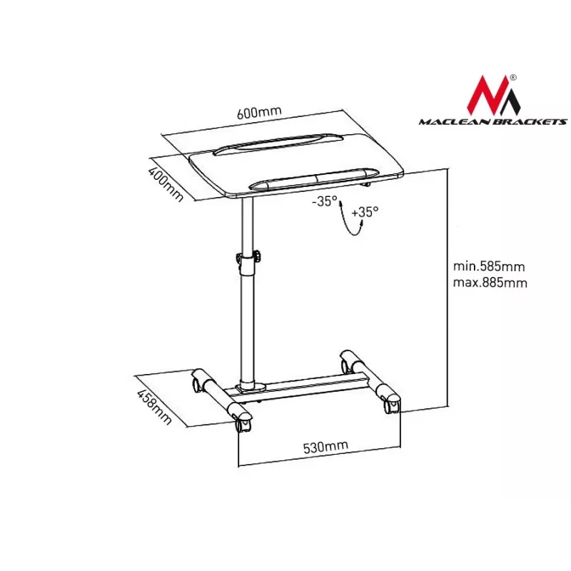 Καρότσι laptop/προβολέα Maclean, με ροδάκια, MC-671