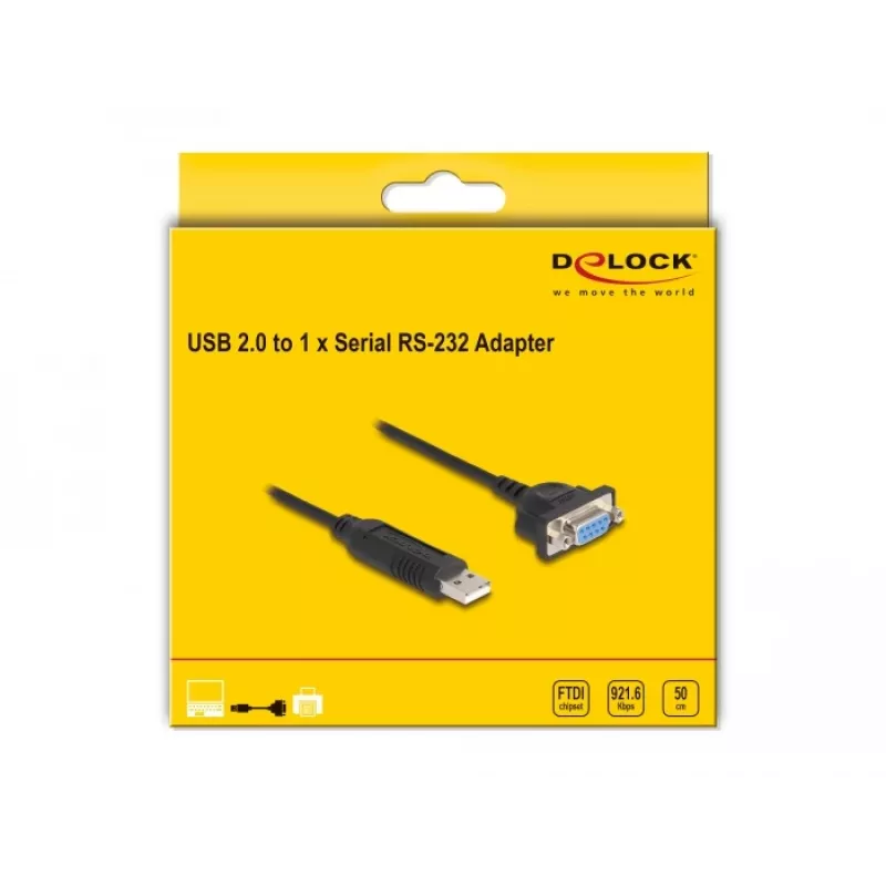DeLOCK αντάπτορας USB 2.0 σε σειριακό RS-232 50 cm FTDI μαύρο