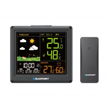 Μετεωρολογικός σταθμός BLAUPUNKT WS25BK — οθόνη εσωτερικής/εξωτερικής θερμοκρασίας και υγρασίας, μαύρος, 1 αισθητήρας, οθόνη LCD